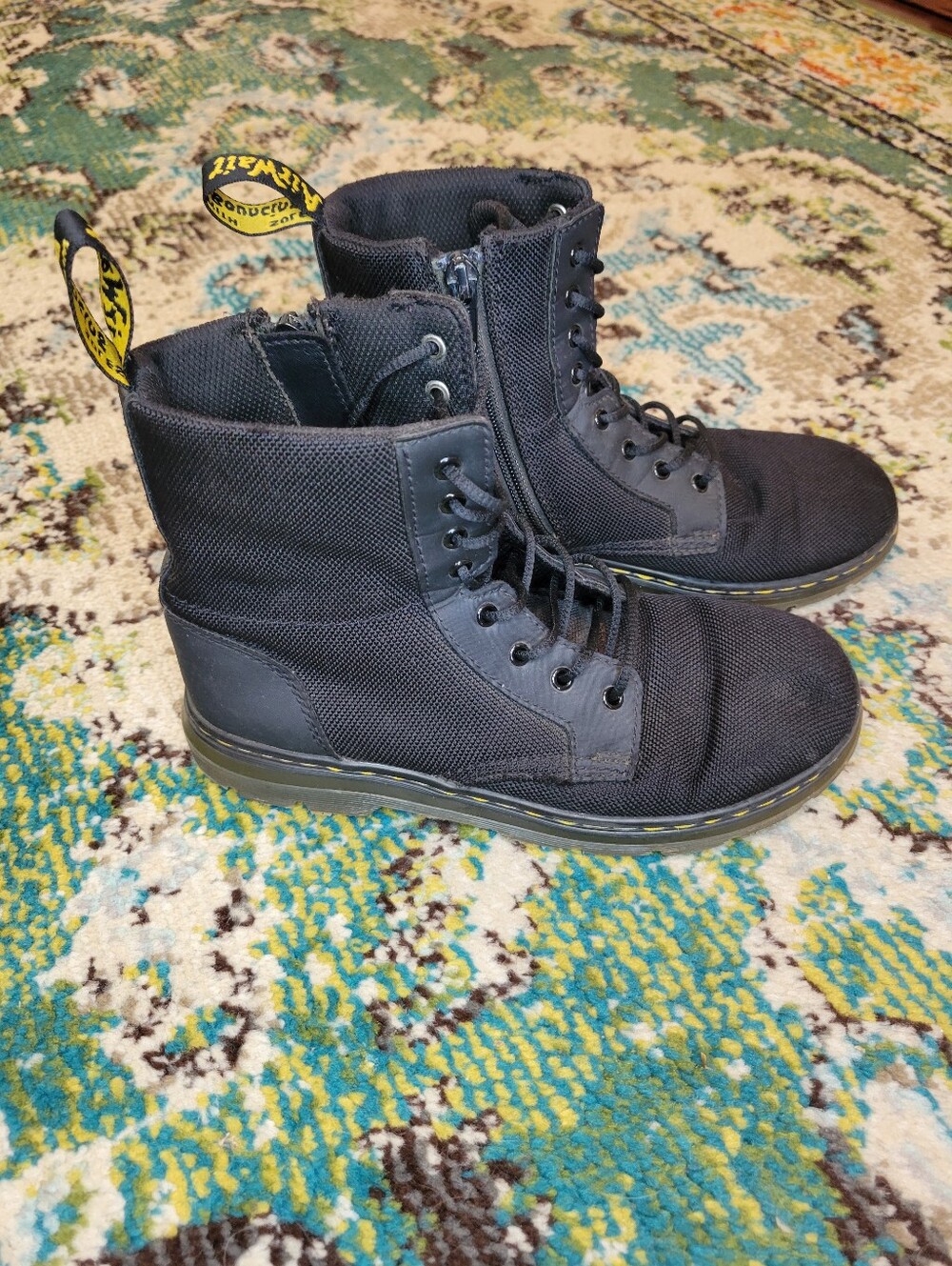 Dr. Martens Air Wair Combs Black Junior Lace Up Fabric Boots, Size Kids 4